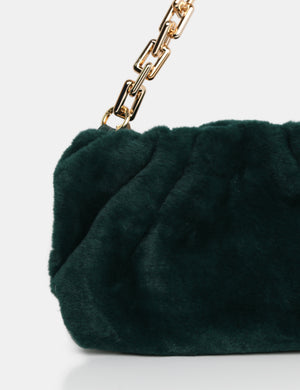 The Bracken Green Faux Fur Chain Handbag