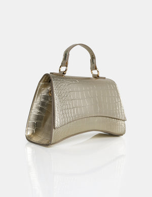 The Remmy Gold Croc Mini Handbag