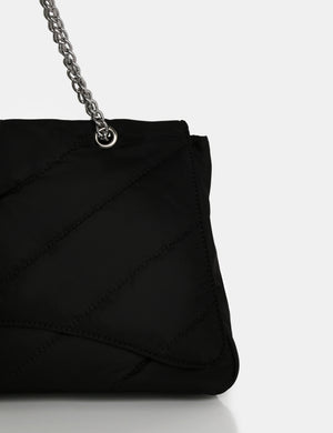 The Laina Black Nylon Tote Bag