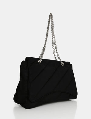 The Laina Black Nylon Tote Bag