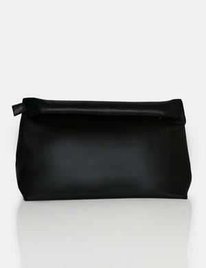 The Aria Black Folded Detail Clutch Bag