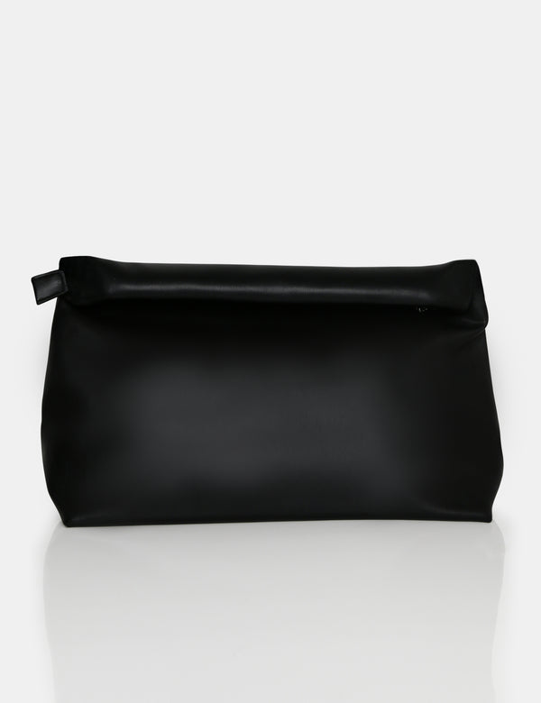 The Aria Black Folded Detail Clutch Bag