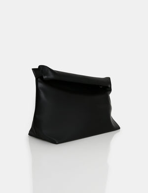 The Aria Black Folded Detail Clutch Bag