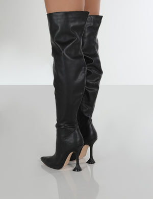 Indica Black PU Over The Knee Boots