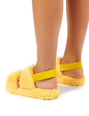 Lullaby Lemon Fluffy Strap Back Slippers
