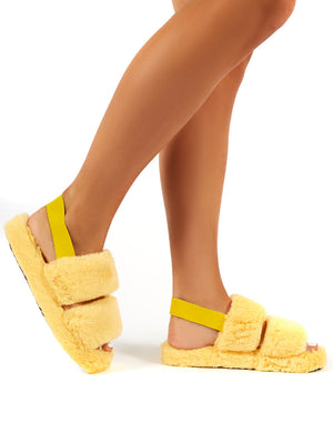 Lullaby Lemon Fluffy Strap Back Slippers