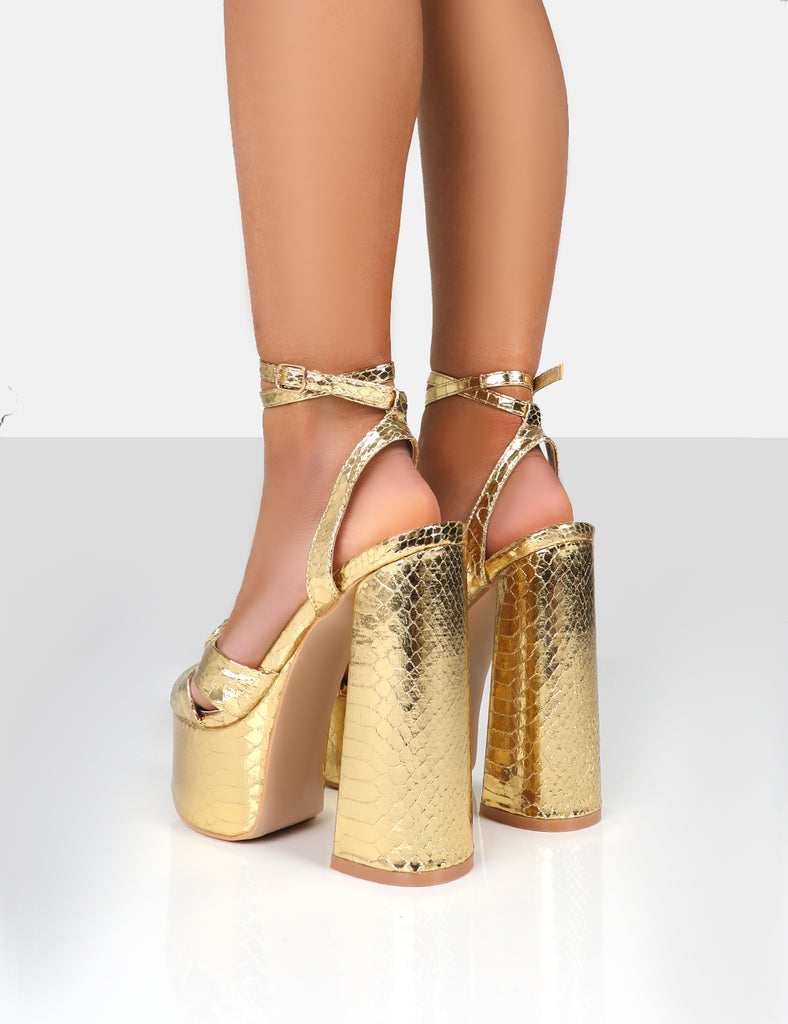 Leo Edition Gold Metallic Platform Heels Public Desire