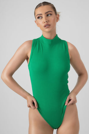 Green Racer Neck Bodysuit  Ekoluxe Sustainable Loungewear