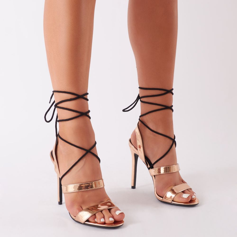 Rose gold tie heels deals