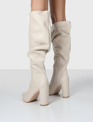 Mine Wide Fit Stone PU Knee High Boots