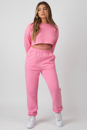 Oversized Fit Strappy 90s Joggers Pink Kaiia