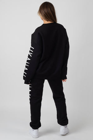 Oversized Kaiia Branded Slogan Joggers Black