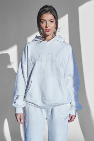 KAIIA SLOGAN OVERSIZED HOODIE WHITE