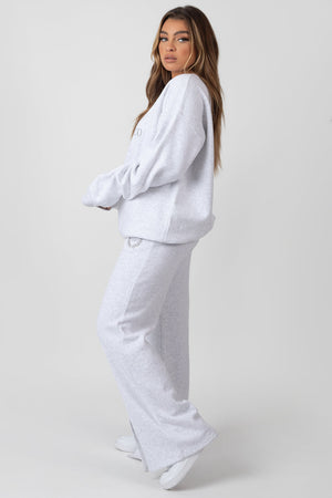 Oversized Embroidered Sweatshirt Oatmeal Marl