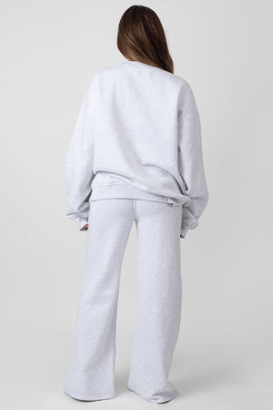 Oversized Embroidered Sweatshirt Oatmeal Marl