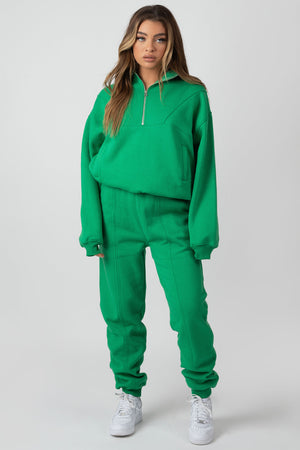 Oversized Half Zip Pullover Sweat Green