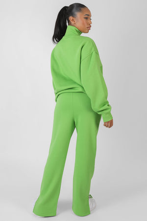 New York Half Zip Pullover Oversized Sweatshirt Green
