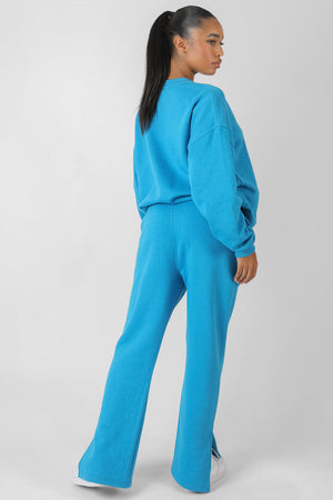 Kaiia Oversized Tonal Embroidered Sweatshirt Blue