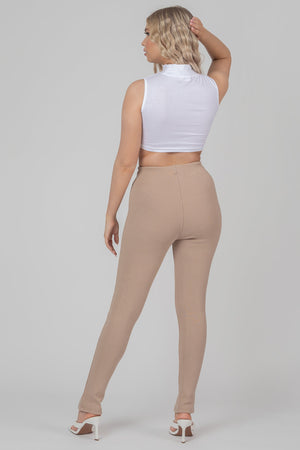 High Neck Strappy Waist Crop Top White