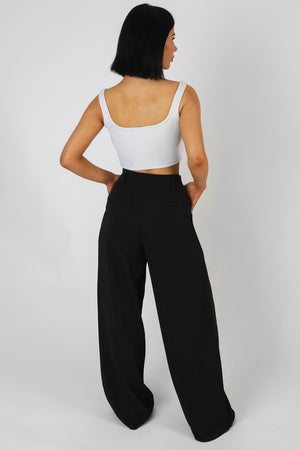 Mid Rise Tailored Trousers Black