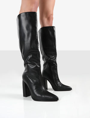 Posie Black PU Knee High Boots Public Desire