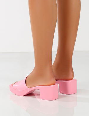 Rejina Pink Block Heeled Strappy Sandals