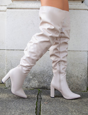 Theirs Taupe Wide Fit  PU Over the Knee Boots