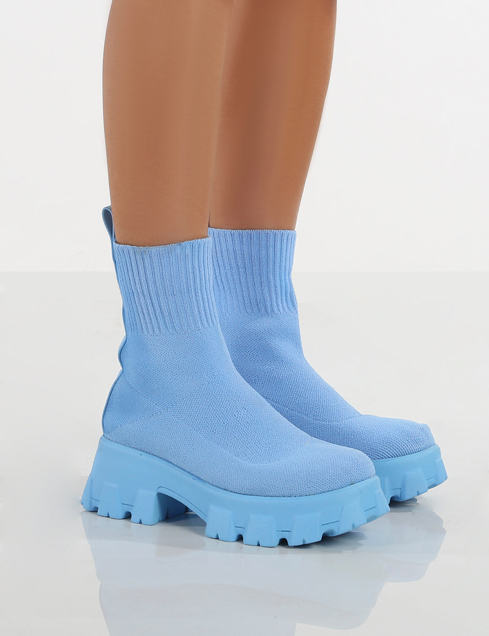 light blue sock boots