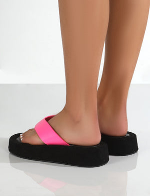 Voyage Pink PU Thong Strap Chunky Sole Sandals 