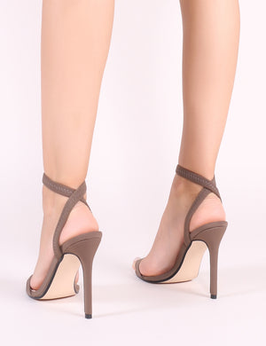 Abyss Barely There Heels in Khaki