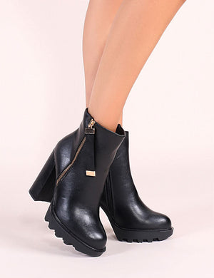 Joji Cleated Ankle Boots in Black