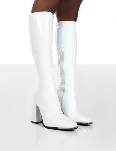 White knee best sale boot
