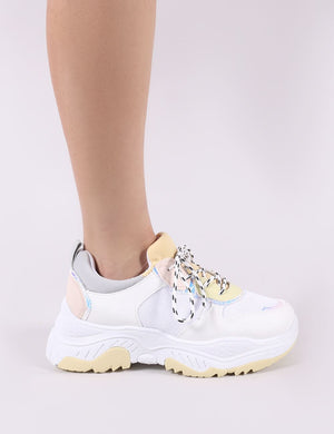 Boe Chunky Trainers in White and Yellow