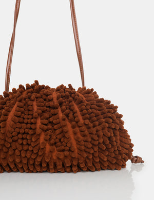 The Ausha Chocolate Schenille Clutch Bag Public Desire