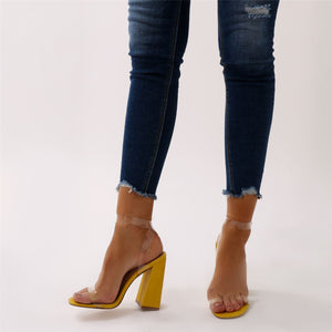 Charlotte Clear Perspex High Heels in Yellow