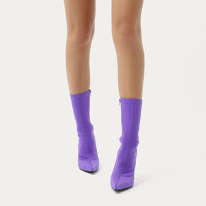 Direct Pointy Sock Boots in Purple Stretch