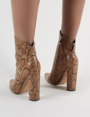 Truth Pointy Ankle Boots in Snake Print