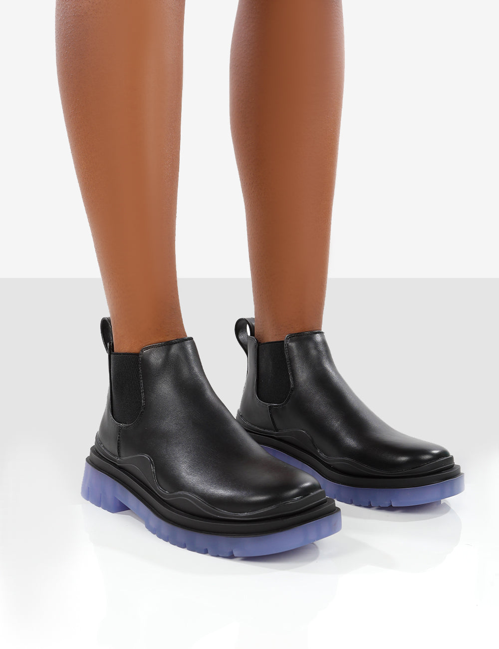 Myth Black Chunky Sole Chelsea Boots Public Desire