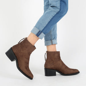 Isabella Ankle Boots in Taupe Faux Suede