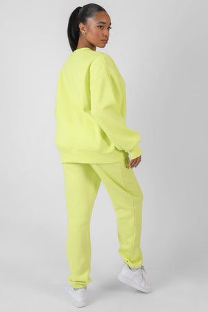 Text Detail Oversized Sweat Lime
