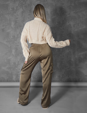 High waisted wide deals leg khaki pants