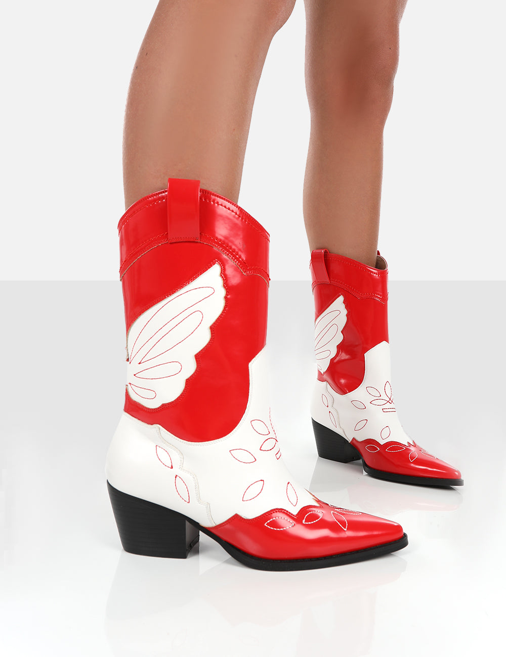 Red patent leather cowboy boots online